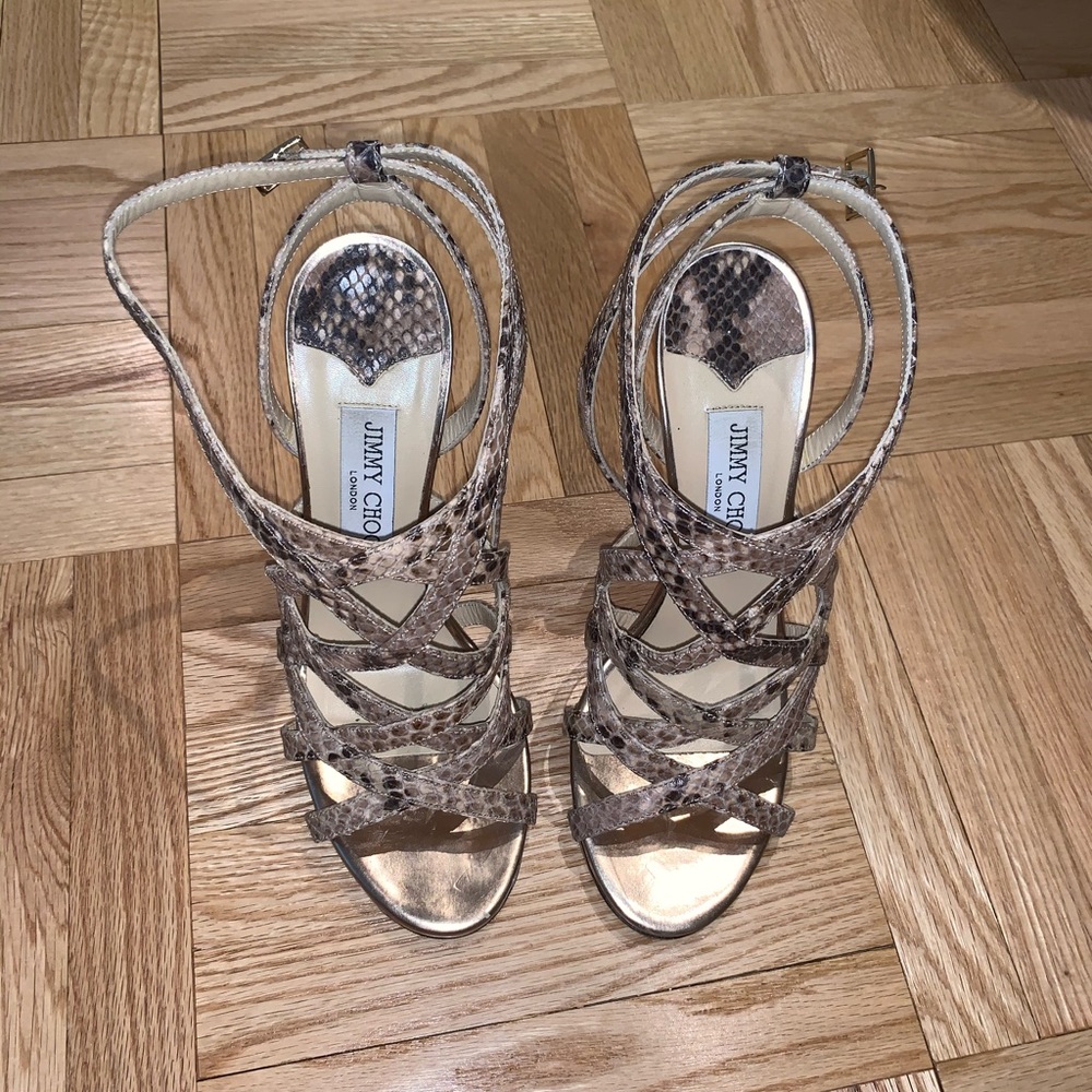 Jimmy Choo shaded snake skin print strappy sandals